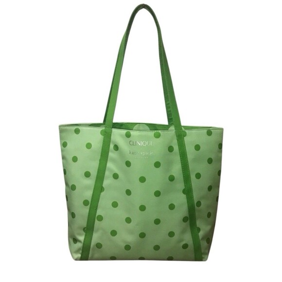 Kate Spade x Clinique Green Polka Dot Tote Bag Plus 2 Small Cosmetic Bags New - Picture 8 of 8